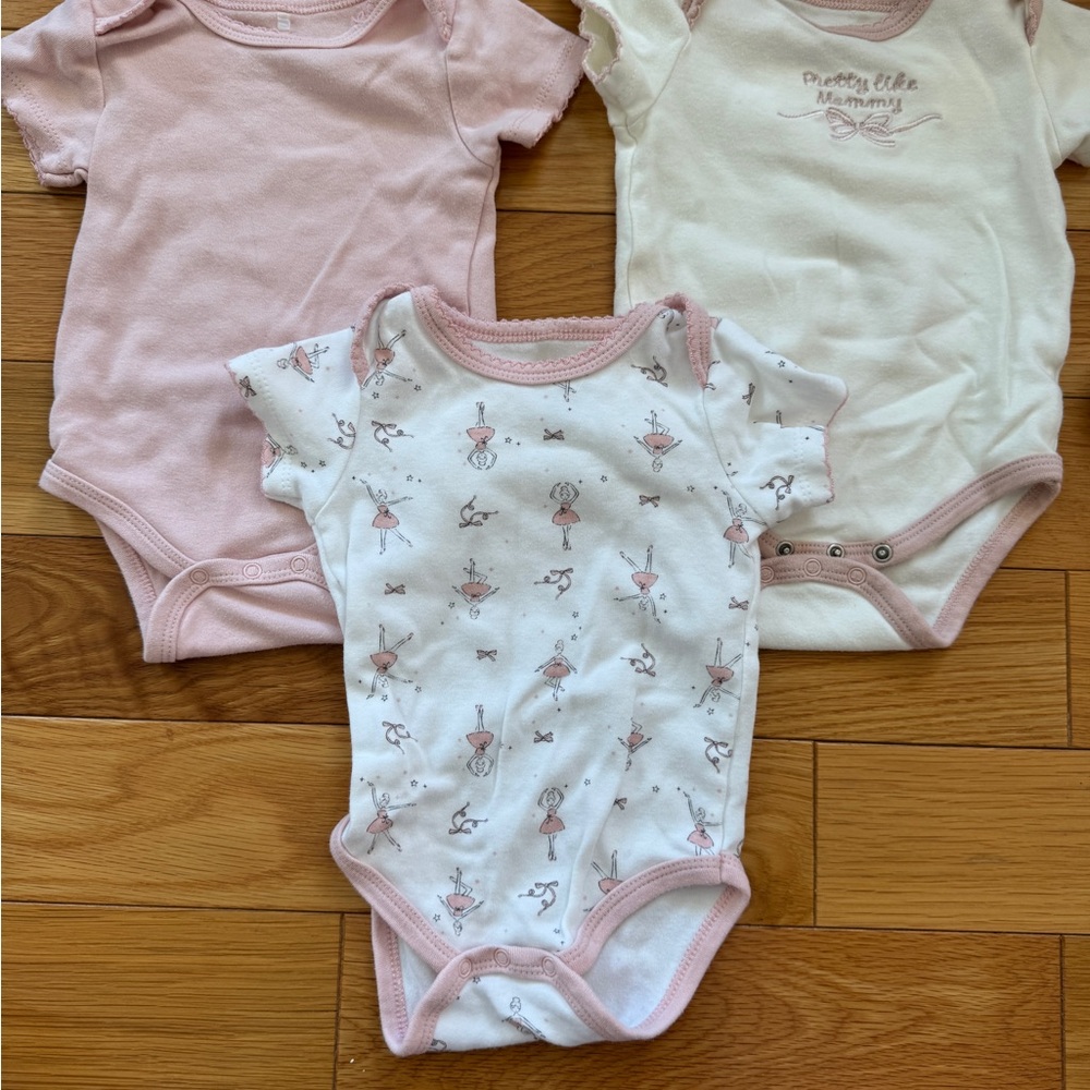 Luxe Pink and White Baby Bodysuit Set